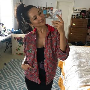 Vintage Paisley Red Bomber Jacket free people